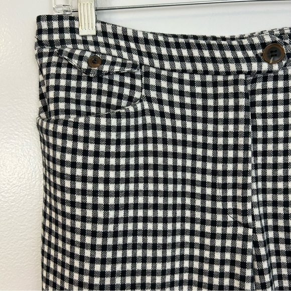Anthropolgie Essential Crop Gingham Cuffed Pants Black/White Size 6 - Picture 3 of 9